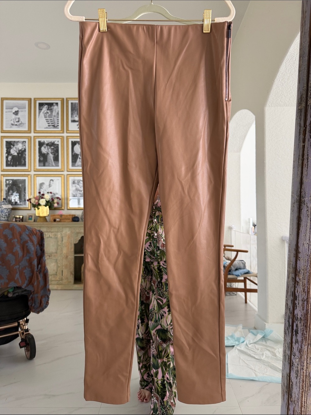 NWOT Zara Faux Leather Skinny Pants in Brown